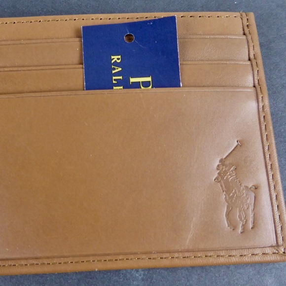 Polo Ralph Lauren Card Case Wallet Tan Leather NWT - Picture 2 of 5